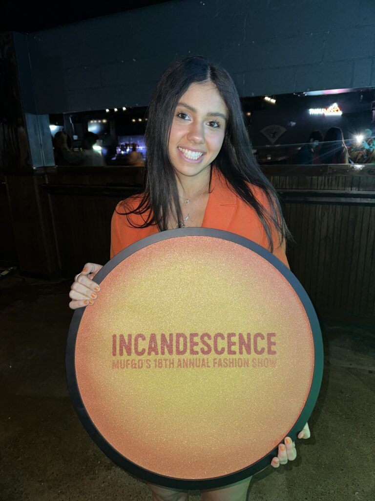 Miami University student Ally Berkowitz attending Incandescence Miami University Fashion and Design's Annual Fashion Show. 