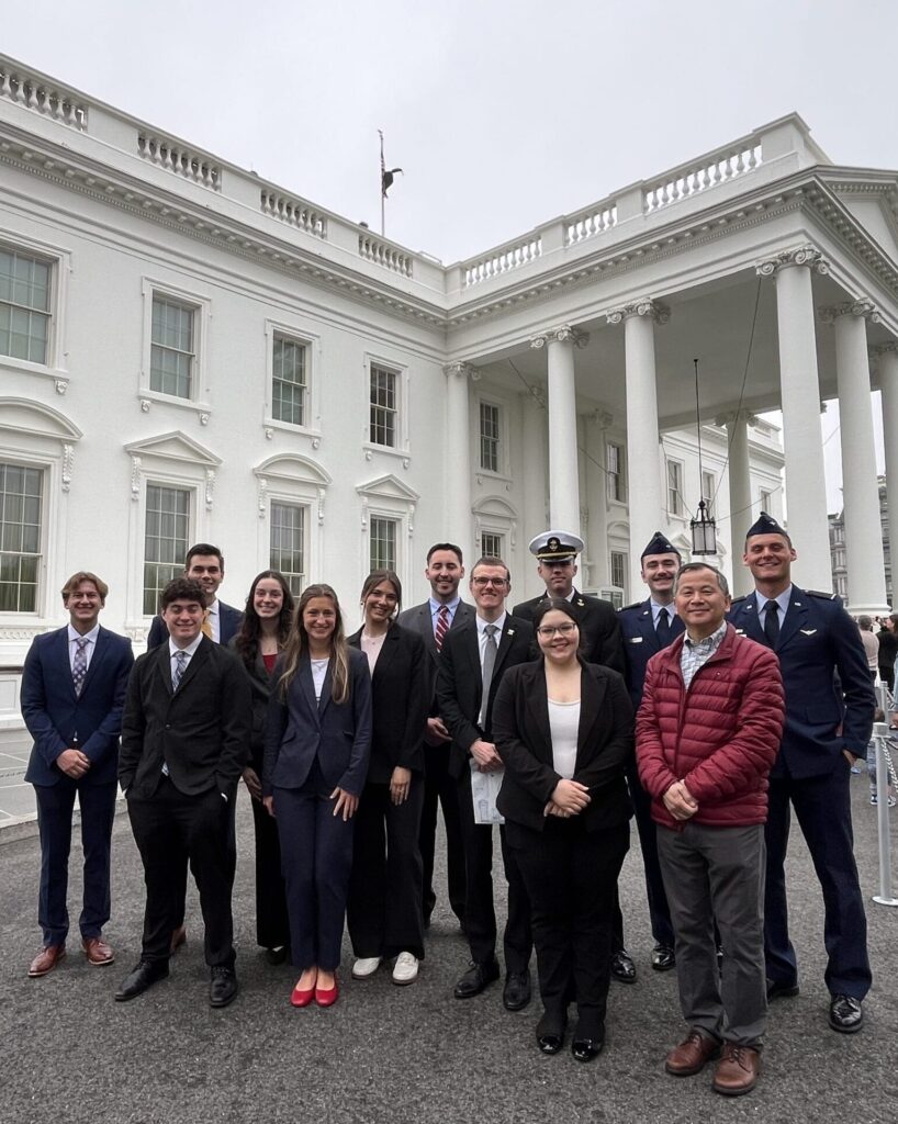 Natalie with fellow students in front of the White House