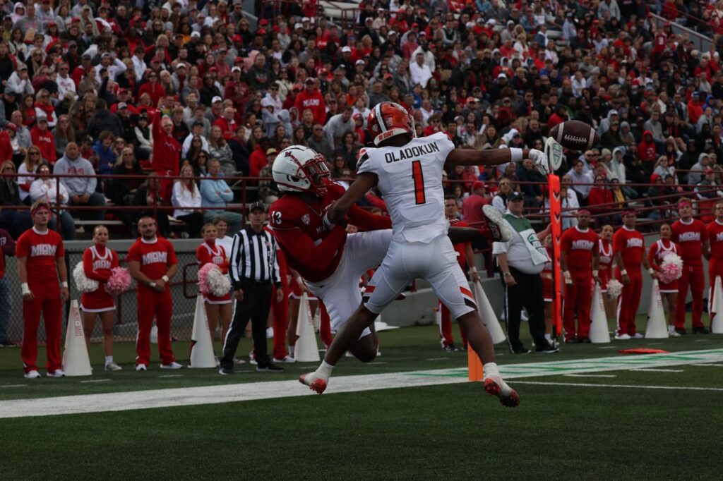 Action shot during the Family Weekend football game.