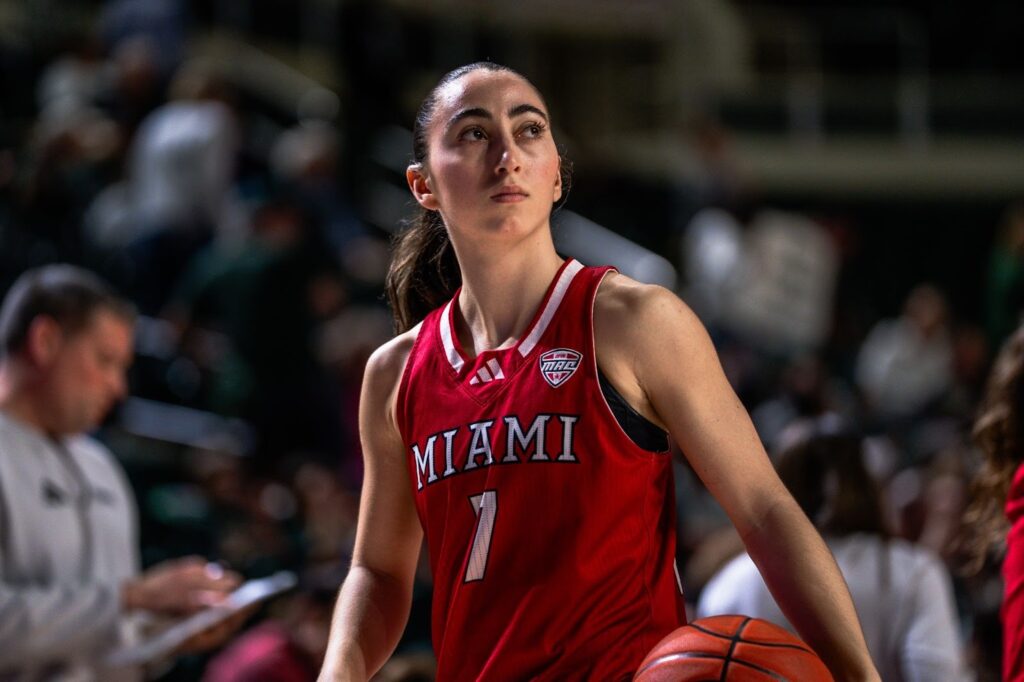 Miami University Women's Basketball Clara Gonzalez Planella on the court