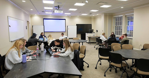 The capstone class hard at work on their project.