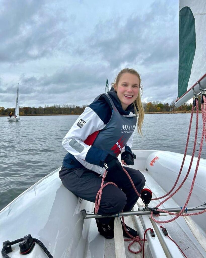Elizabeth sailing as part of the sailing team