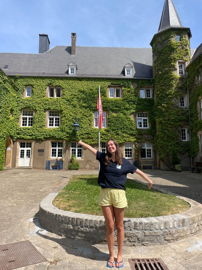 Kathryn in front of the Luxembourg chateau during her student teaching program.