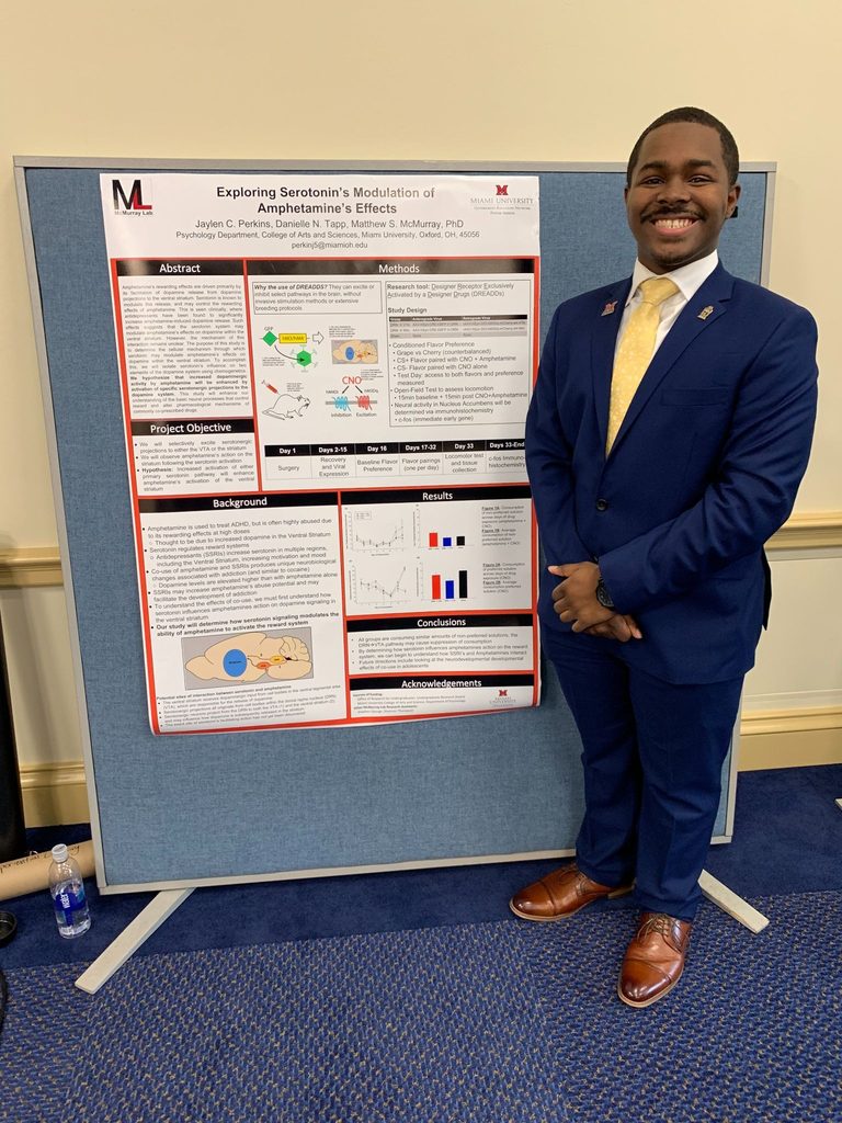 Jaylen presenting Behavioral Neuroscience research at the "Posters on the Hill" to legislators and staffers on Capitol Hill in Washington, DC with the Government Relations Network's Alternative Spring Break experience (Spring 2019)